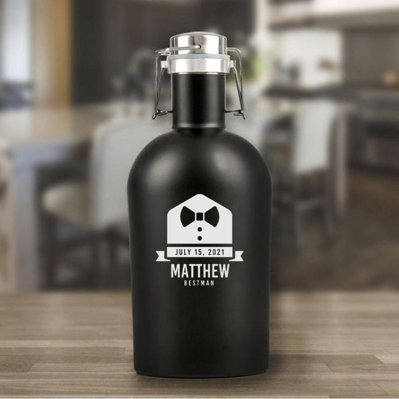 Personalized Best Man Black Beer Growler