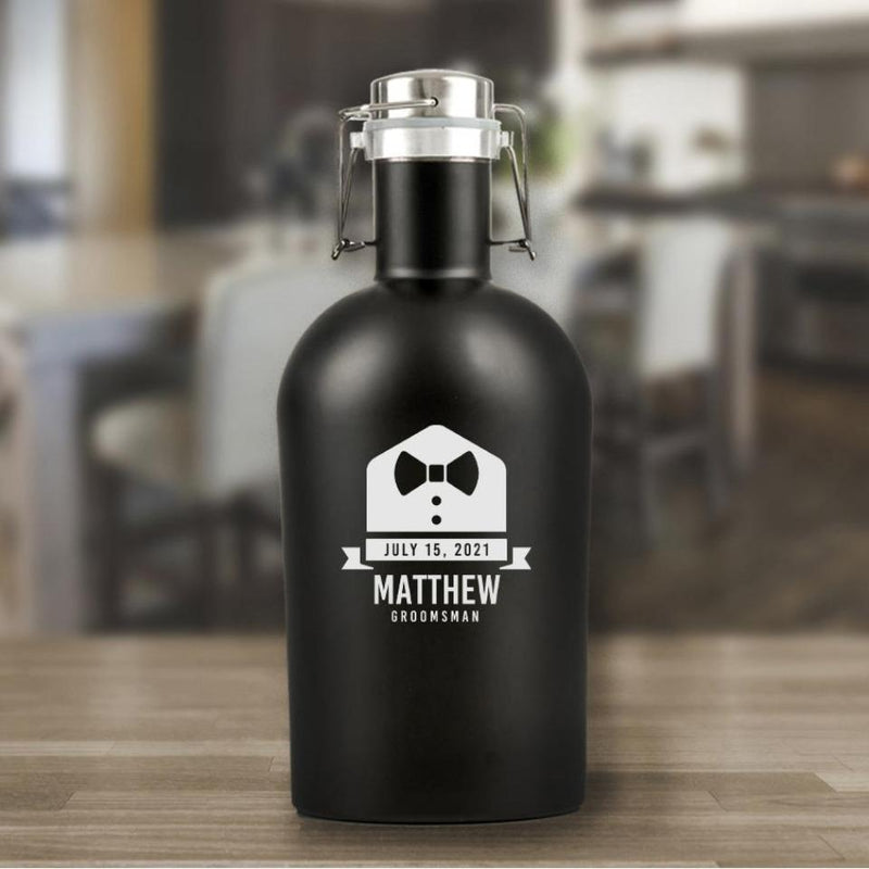 Personalized Groomsman Black Beer Growler