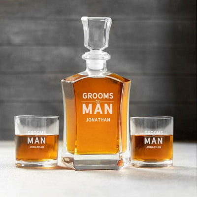 Personalized Groomsman Decanter Set with 2 Lowball Glasses