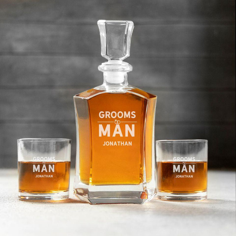 Personalized Groomsman Decanter Set with 2 Lowball Glasses