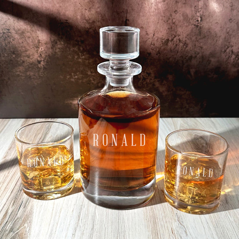 Personalized Kingsport 28 oz. Decanter Set with 2 Whiskey Glasses - Modern Designs