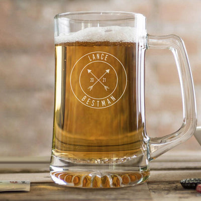 Personalized Groomsmen Glass Beer Mug - 25 oz.