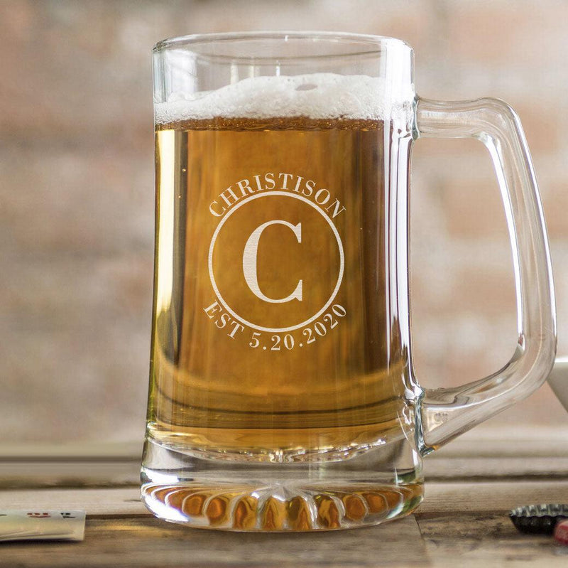 Personalized Glass Beer Mug - 25 oz.