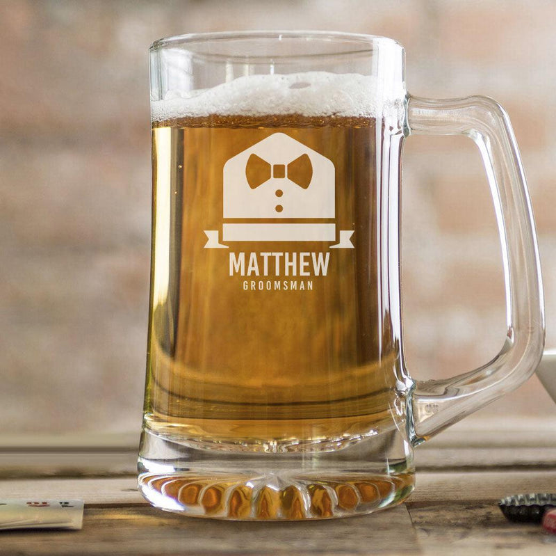 Custom Engraved Beer Can Glass, Groomsmen Beer Glass