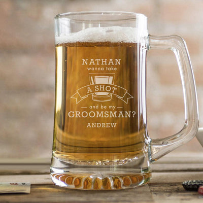 Personalized Groomsmen Proposal Beer Mugs - 25 oz.