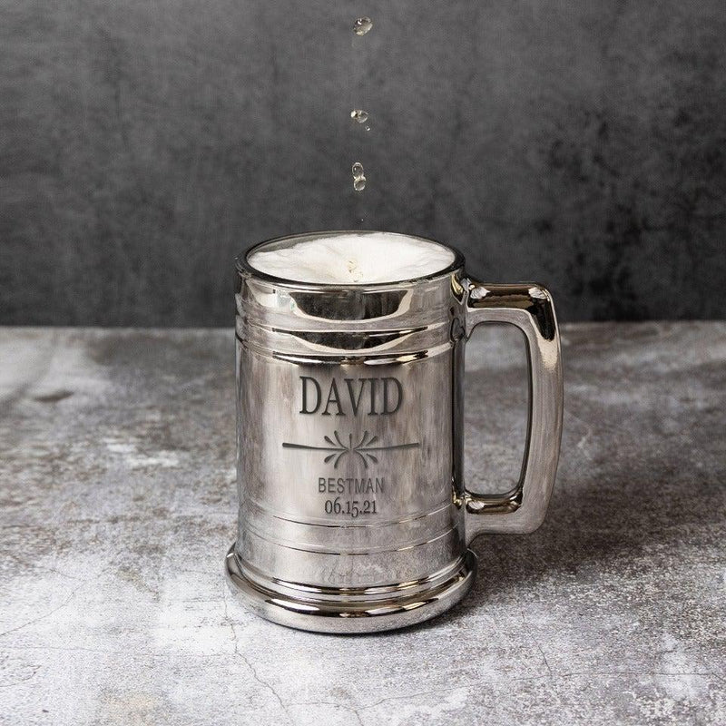 Personalized Best Man Metallic Beer Mug