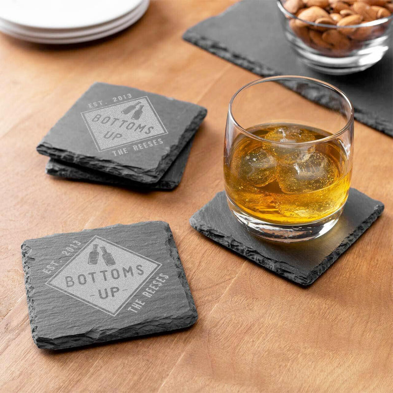 Personalized Man Cave Slate Coaster Sets