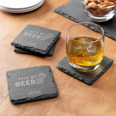 Personalized Man Cave Slate Coasters - Set of 2