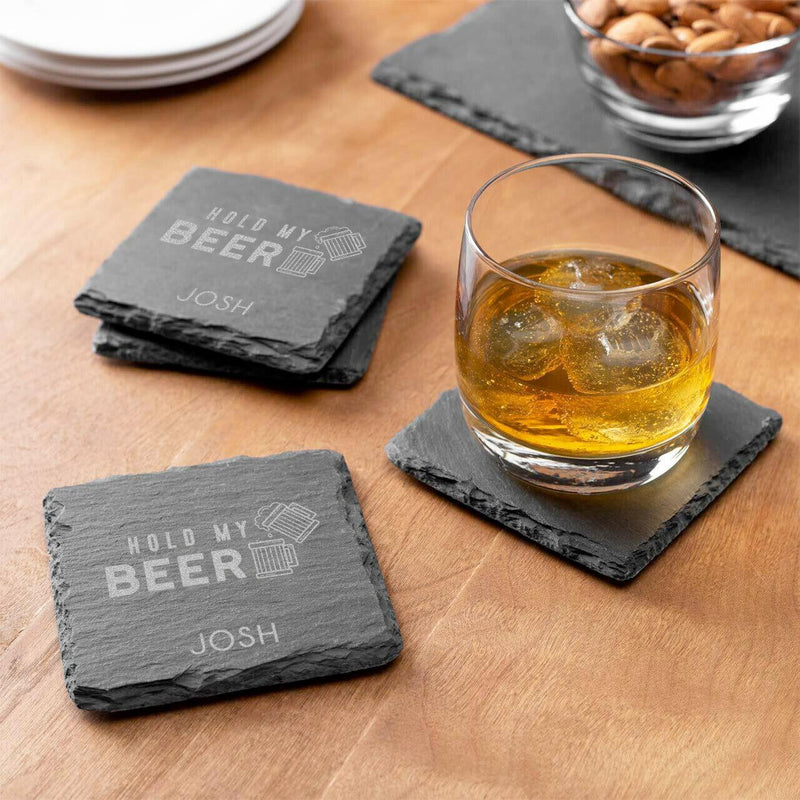Personalized Man Cave Slate Coaster Sets