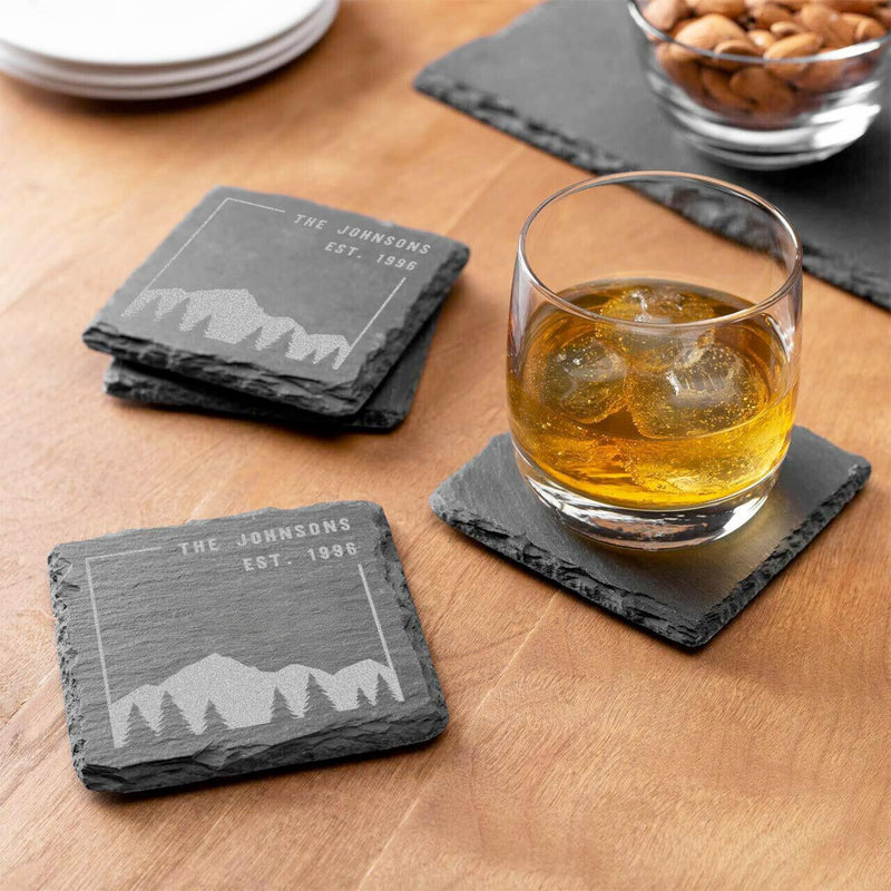 Personalized Man Cave Slate Coaster Sets