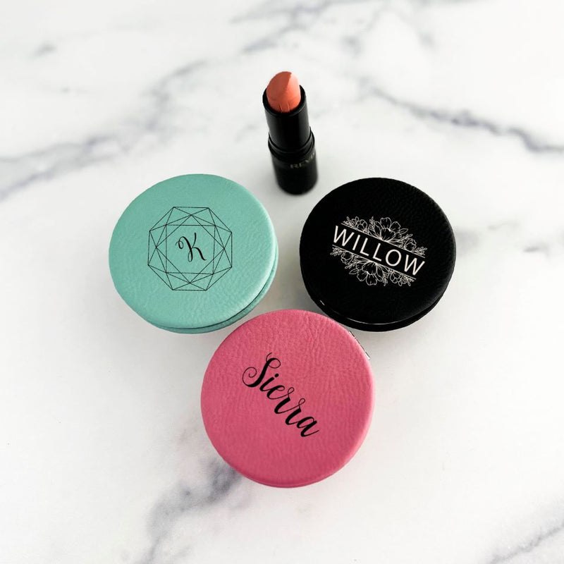 Personalized Leatherette Compact Mirror