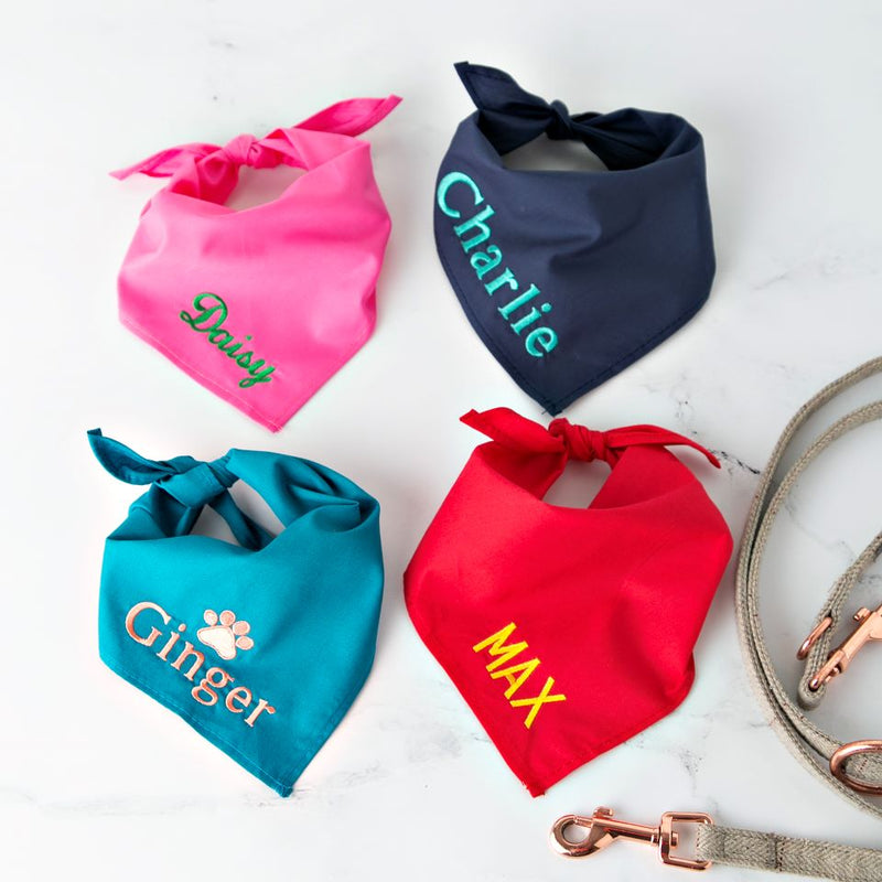 Embroidered Wedding Dog Bandanas