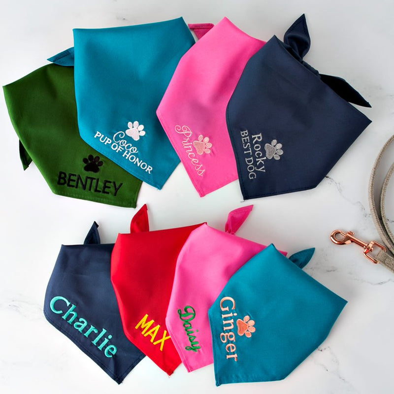 Embroidered Wedding Dog Bandanas