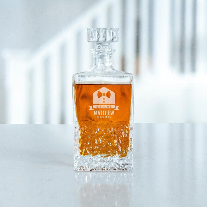 Personalized Groomsmen Rectangular 24 oz. Whiskey Decanter