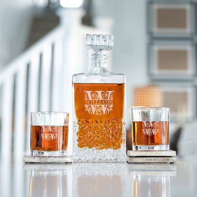 Personalized Kinsale 24 oz. Whiskey Decanter Set with 2 Lowball Glasses