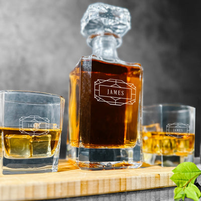 Personalized Square Decanter Set - Modern Designs
