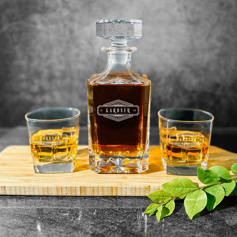 Personalized Square Decanter Set - Modern Designs