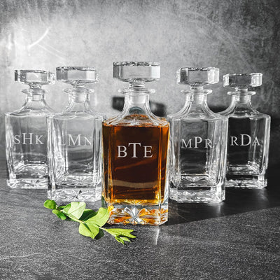 Groomsmen Gift Set of 5 Personalized Square Decanters
