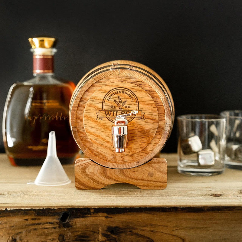 Personalized Oak Mini Whiskey Barrel -  - JDS