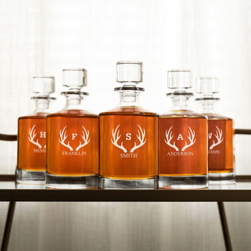 Set of 5 Personalized Kingsport Whiskey Decanters