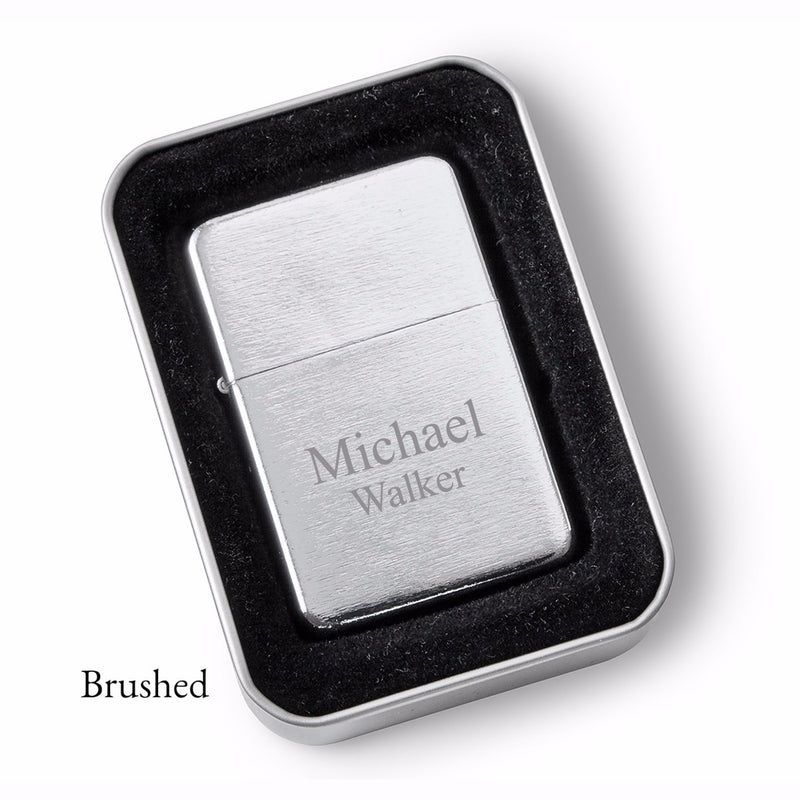 Personalized Lighters - Brushed Stainless Steel - Oil Lighter - Groomsmen Gifts-Brushed-