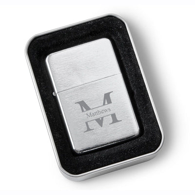 Personalized Groomsmen Brushed Stainless Steel Oil Lighter - Monogrammed Lighter-Stamped-