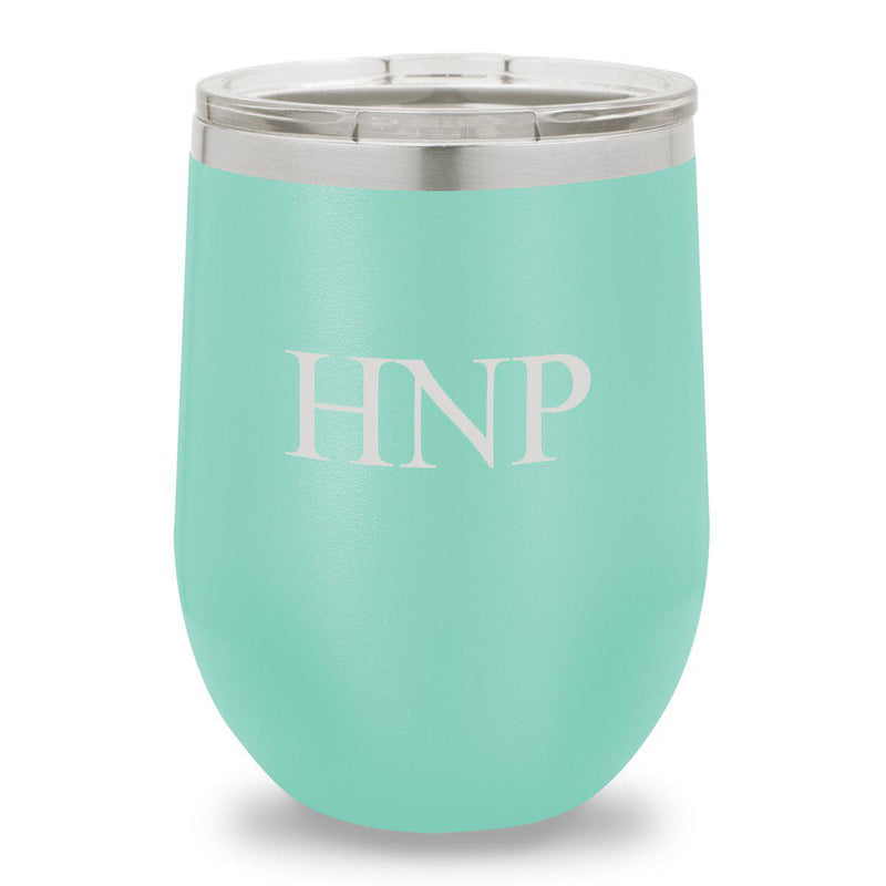 Personalized Teal 12oz. Insulated Wine Tumbler - 3 Initials - JDS