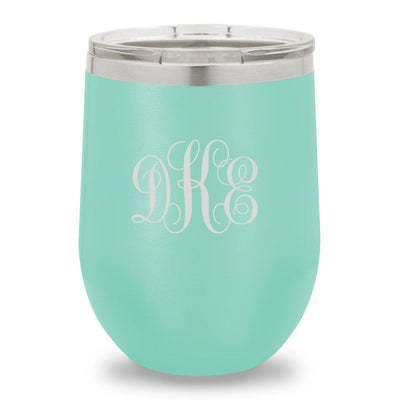 Personalized Teal 12oz. Insulated Wine Tumbler - Interlocking Monogram - JDS