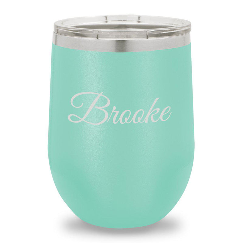Personalized Teal 12oz. Insulated Wine Tumbler - Script - JDS