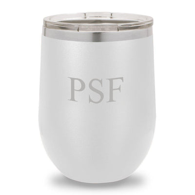 Personalized White 12oz. Insulated Wine Tumbler - 3 Initials - JDS