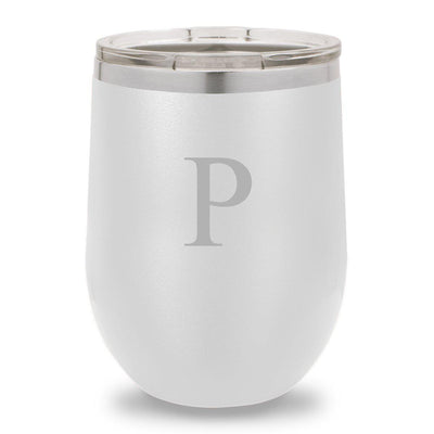 Personalized White 12oz. Insulated Wine Tumbler - Single Initial - JDS