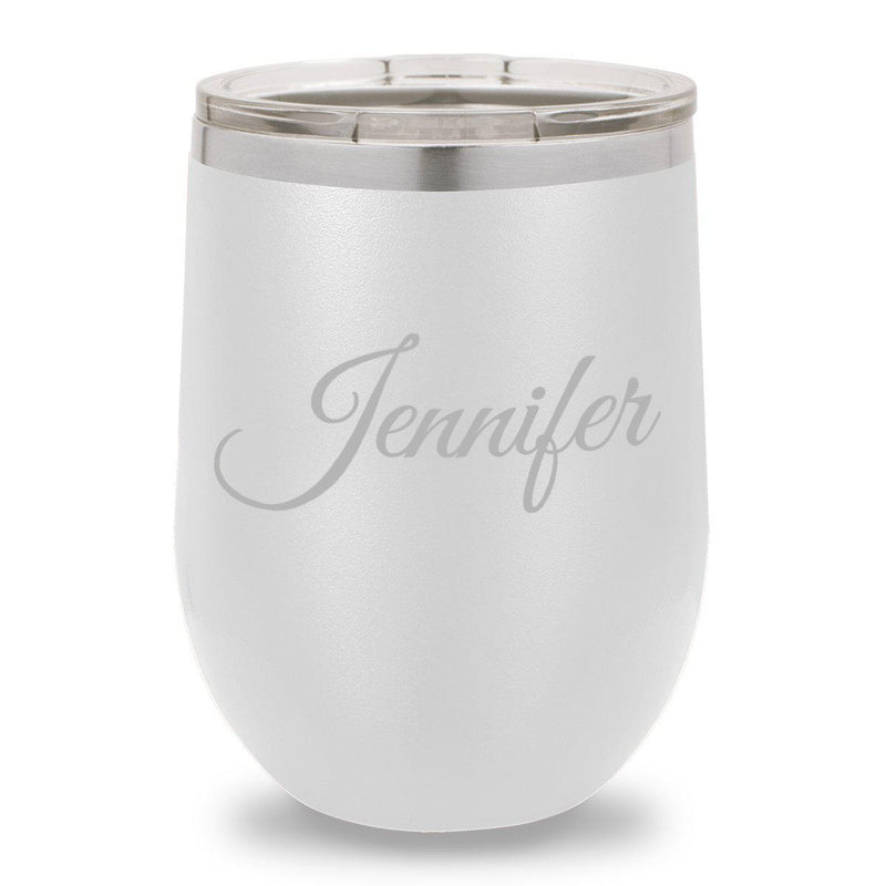 Personalized White 12oz. Insulated Wine Tumbler - Script - JDS