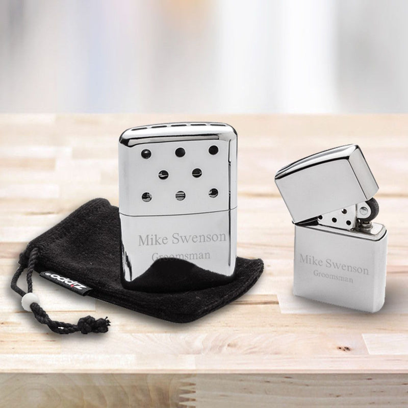 Personalized Zippo Handwarmer with Chrome Zippo Lighter-Default-